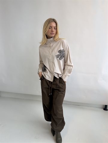 COTINUEJESSIE EMBROIDERY SAND STRIPE SKJORTE - 15117